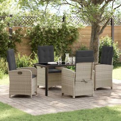Ensemble de salle à manger pour jardin 5 pcs Gris clair 636853636853