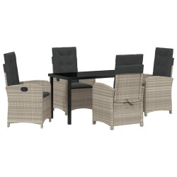 Ensemble de salle à manger pour jardin 5 pcs Gris clair 636853636853