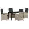 Ensemble de salle à manger pour jardin 5 pcs Gris clair 636853636853