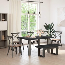 Banc de salle à manger NOAIN 120 x 41 x 45 cm Pin massif Noir 636854636854