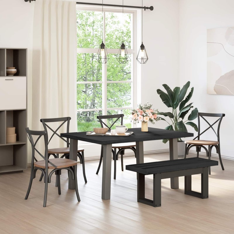 Banc de salle à manger NOAIN 120 x 41 x 45 cm Pin massif Noir 636854636854