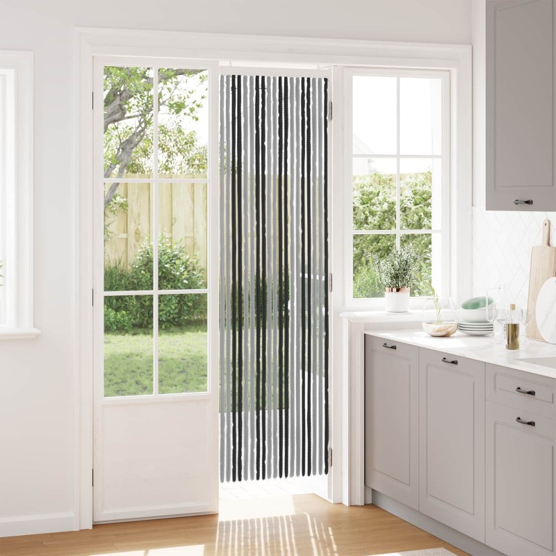 Rideau anti-insectes en chenille Gris et Noir 56 x 200 cm 636858636858