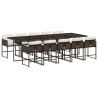 Ensemble à manger de jardin et coussins 11 pcs marron rotin 636859636859