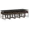 Ensemble à manger de jardin et coussins 11 pcs marron rotin 636859636859