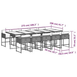 Ensemble à manger de jardin et coussins 11 pcs marron rotin 636859636859