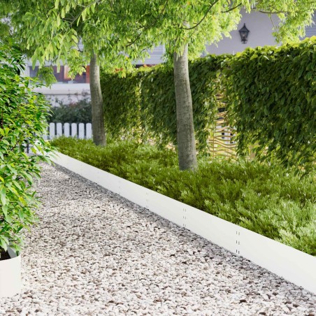 Bordure de Pelouse 10 pcs 100 x 25 cm Acier Blanc 636864636864
