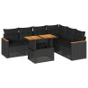 Salon de jardin avec coussins 7 pcs noir résine tressée acacia 636868636868