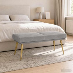 Banc à double couche Gris clair 120 x 45 x 46 cm Velours 636871636871