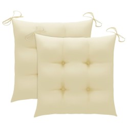 Chaises de jardin lot de 2 et coussins blanc crème Teck massif 636872636872