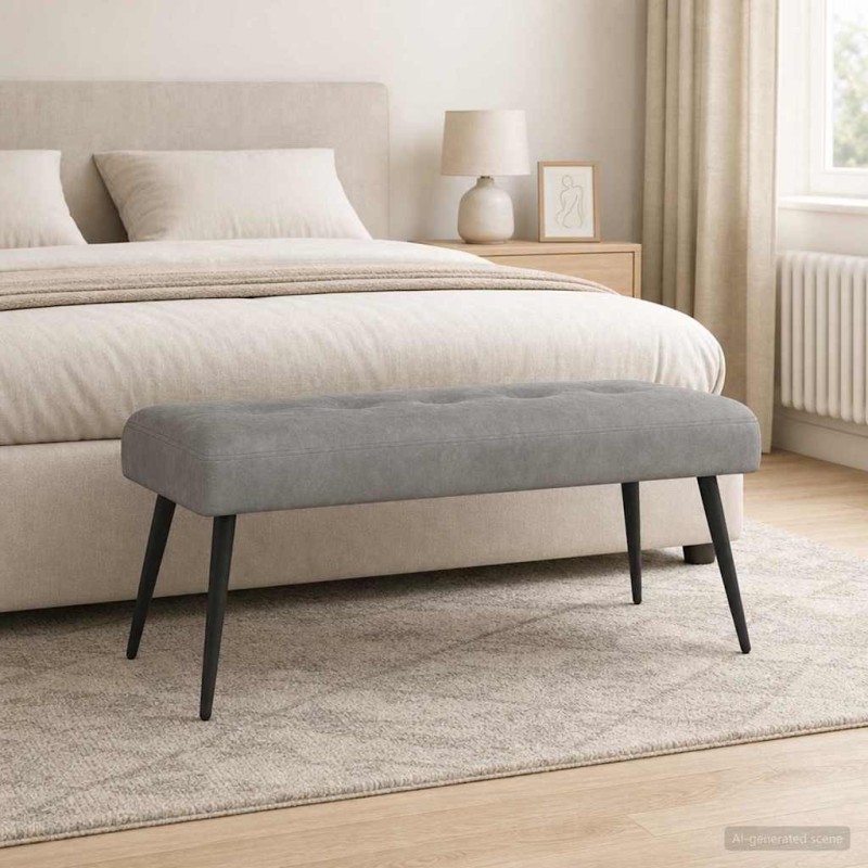 Banc avec capitonnage bouton Gris clair 110 x 40 x 46 cm 636875636875
