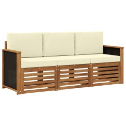 Ensembles de canapés avec coussin 3 pcs Bois d'Acacia Massif 636876636876