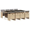 Ensemble à manger de jardin et coussins 9 pcs mélange beige 636879636879