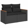 Salon de jardin avec coussins 7 pcs noir résine tressée acacia 636884636884
