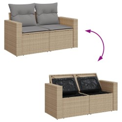 Salon de jardin avec coussins 7pcs mélange beige résine tressée 636901636901