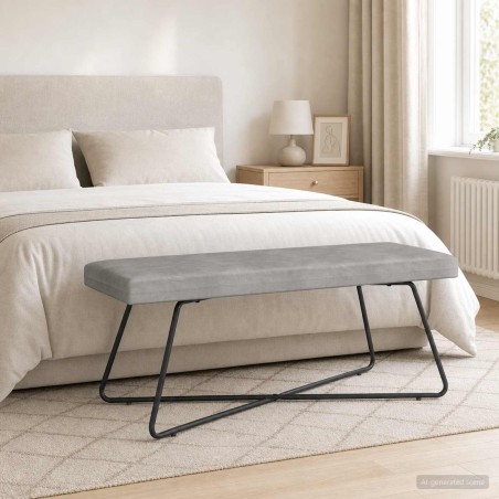 banc Uni Gris clair 110 x 40 x 45 cm Velours 636906636906
