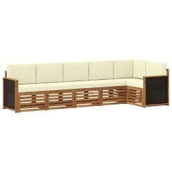 Ensemble de canapé d'angle avec coussin 5 pcs Naturel et Crème 636907636907