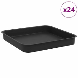 Plateau carré à fleurs 24 pcs Noir 15 x 15 x 2 cm Plastique 636911636911