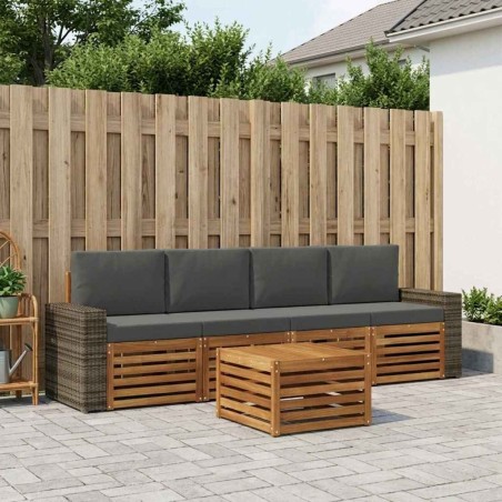 Ensemble de canapés d'extérieur 5 pcs Naturel et Anthracite 636913636913