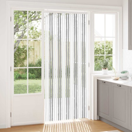 Rideau anti-insectes en chenille Gris clair et blanc 636917636917