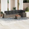 Salon de jardin avec coussins 7 pcs gris résine tressée 636918636918