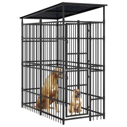 Chenil d'extérieur avec toit pour chiens Acier 1,84 m² 636919636919