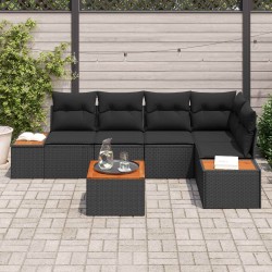Ensemble de canapé de jardin avec coussin 6 pcs Noir Poly rotin 636920636920