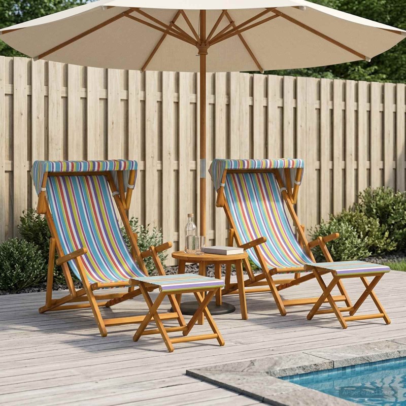 Chaise Longue 4 pcs 3 Position Bois d'eucalyptus massif 636921636921