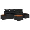 Ensemble de canapé de jardin avec coussin 6 pcs Noir Polyrotin 636925636925