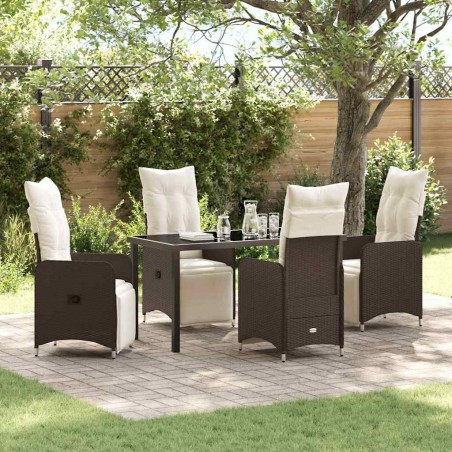 Ensemble de salle à manger pour jardin 5 pcs Marron polyrotin 636927636927