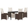 Ensemble de salle à manger pour jardin 5 pcs Marron polyrotin 636927636927