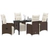 Ensemble de salle à manger pour jardin 5 pcs Marron polyrotin 636927636927