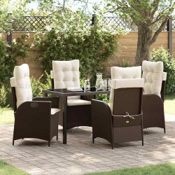 Ensemble de salle à manger pour jardin 5 pcs Marron polyrotin 636928636928