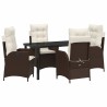 Ensemble de salle à manger pour jardin 5 pcs Marron polyrotin 636928636928