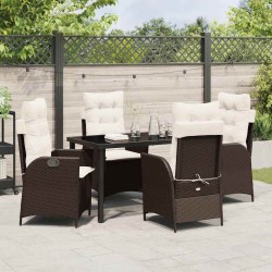 Ensemble de salle à manger pour jardin 5 pcs Marron polyrotin 636928636928