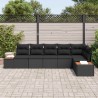 Ensemble de canapé de jardin avec coussin 6 pcs Noir Polyrotin 636931636931