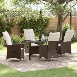 Ensemble de salle à manger pour jardin 5 pcs Marron polyrotin 636933636933