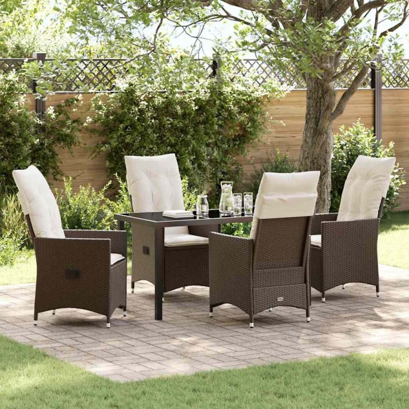 Ensemble de salle à manger pour jardin 5 pcs Marron polyrotin 636933636933