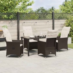 Ensemble de salle à manger pour jardin 5 pcs Marron polyrotin 636933636933