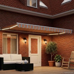Cadre de store manuel avec LEDs Bleu, Orange, Blanc 4 × 3,5 m 636946636946