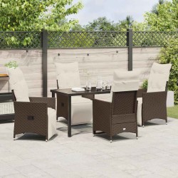 Ensemble de salle à manger pour jardin 5 pcs Marron polyrotin 636948636948