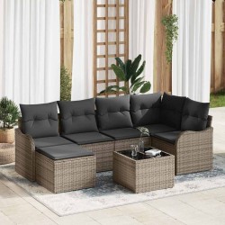 Ensemble de canapé de jardin avec coussin 7 pcs Gris Poly rotin 636949636949