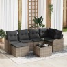 Ensemble de canapé de jardin avec coussin 7 pcs Gris Poly rotin 636949636949