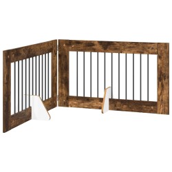 Porte de chien pliable avec supports 2 pcs Chêne fumé 200,5 cm 636950636950