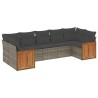 Salon de jardin avec coussins 7 pcs gris résine tressée 636953636953