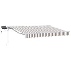 Cadre de store manuel avec LEDs Gris clair et blanc 4 × 3,5 m 636960636960