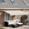 Cadre de store manuel avec LEDs Gris clair et blanc 4 × 3,5 m 636960636960