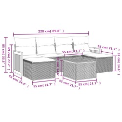 Salon de jardin avec coussins 7 pcs gris résine tressée 636961636961