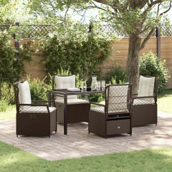 Ensemble de salle à manger pour jardin 5 pcs Marron polyrotin 636963636963