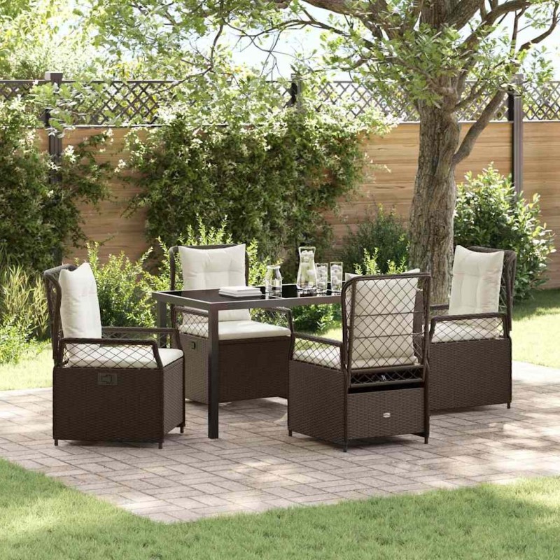 Ensemble de salle à manger pour jardin 5 pcs Marron polyrotin 636963636963