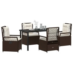 Ensemble de salle à manger pour jardin 5 pcs Marron polyrotin 636963636963